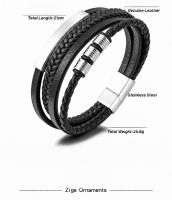 21cm pulsera de cuero de alta gama para hombre, Sello Seguro de Arce inoxidable, Tres Colores, exquisita Caja de regalo, para los - details 7