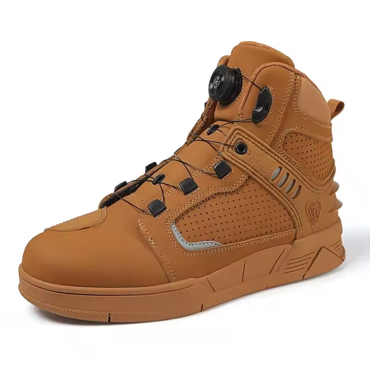 Botas De Motocicleta Para Mujer En Cuero Negro Resistente Al Agua Con Cordones Rápidos Botines De Motocross Para Hombres - 1