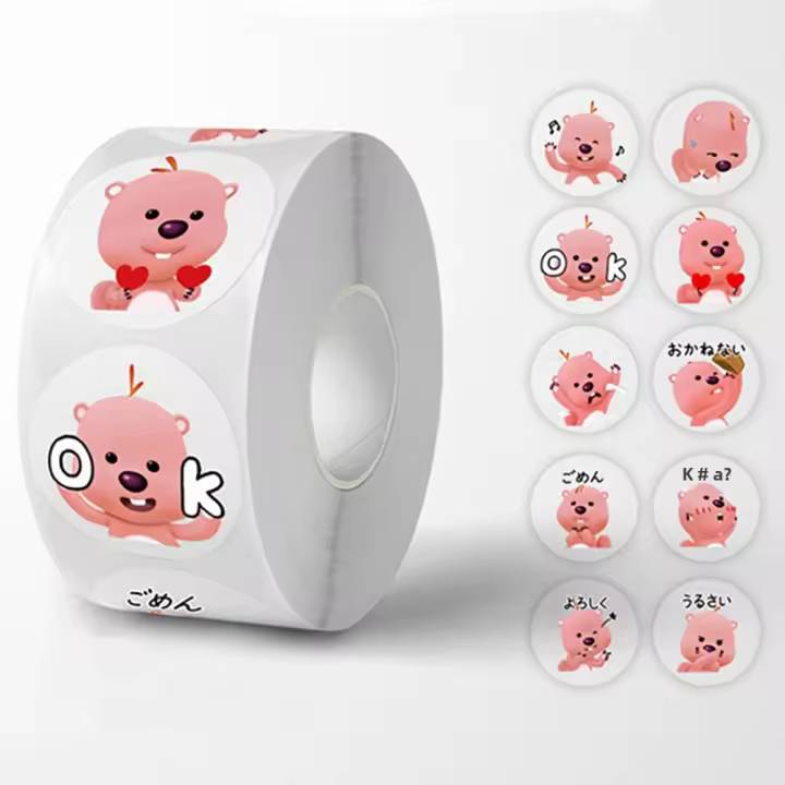 500pcs/Roll Pegatinas De Castor Cartoon Pequeño Y Lindo Loopy Kawaii Para Laptop Taza De Agua Libro Móvil Regalo Para Niños - 1