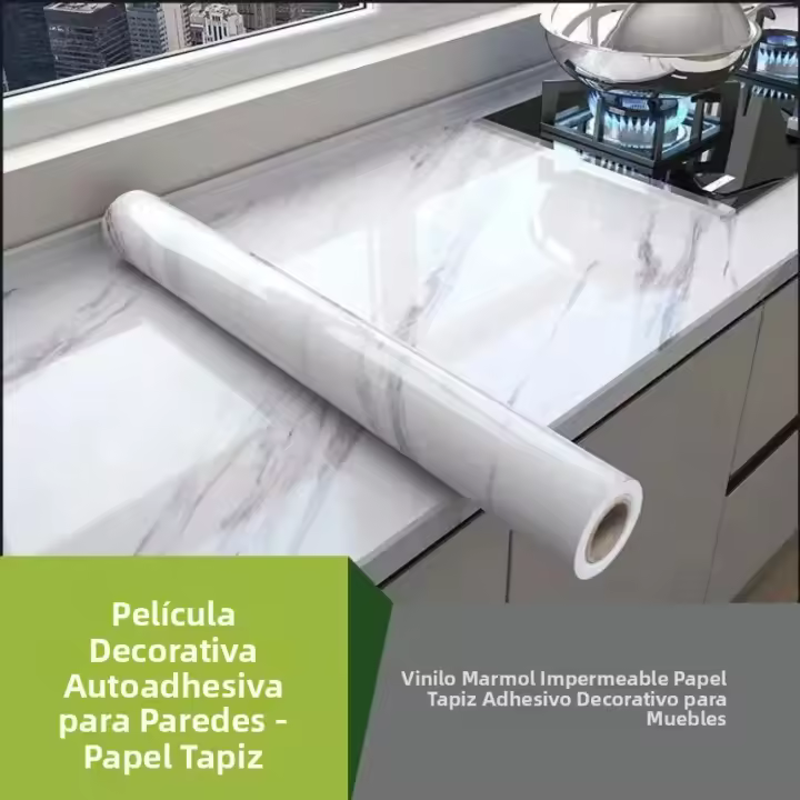 Papel Tapiz Vinilo Antigoteado De Marmol Autoadhesivo Impermeable Para Decoración De Cocina Resistente a La Humedad Y Moho - 1