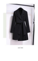 Vestido Traje Nueva 2024 Manga Larga Estilo Coreano En Caqui Blanco O Negro Con Cinturón Plisado Adecuado Para Invierno Ropa Caliente Para Mujer - details 2