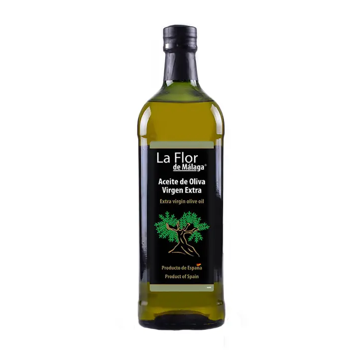 LA FLOR DE MALAGA Aceite Oliva Virgen Extra, Marasca Cristal Verde 1L,  AOVE , Realza Sabor y Textura, Dieta Culinaria - 1