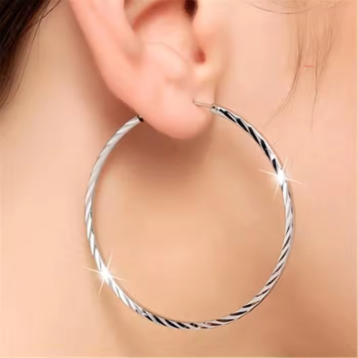 Pendientes - Aros de Plata Retorcidos 40 mm - 1