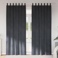 Cortinas Opacas vidaXL con lazos colgantes 2 pcs de terciopelo gris claro - details 0
