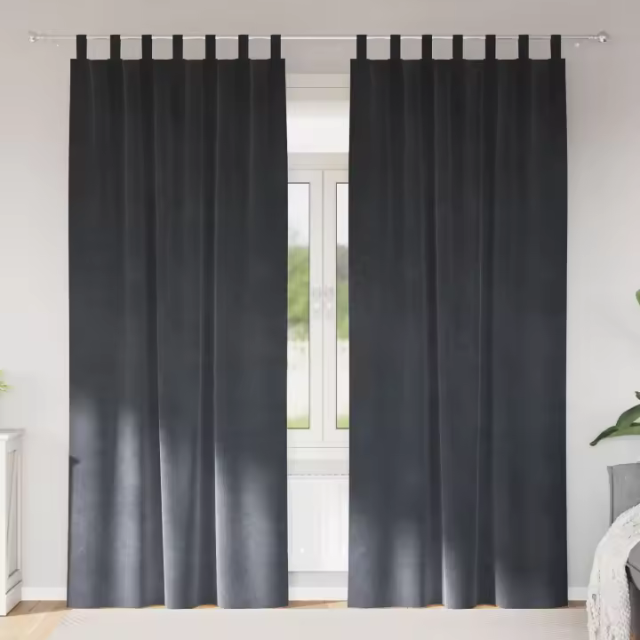 Cortinas Opacas vidaXL con lazos colgantes 2 pcs de terciopelo gris claro - 1