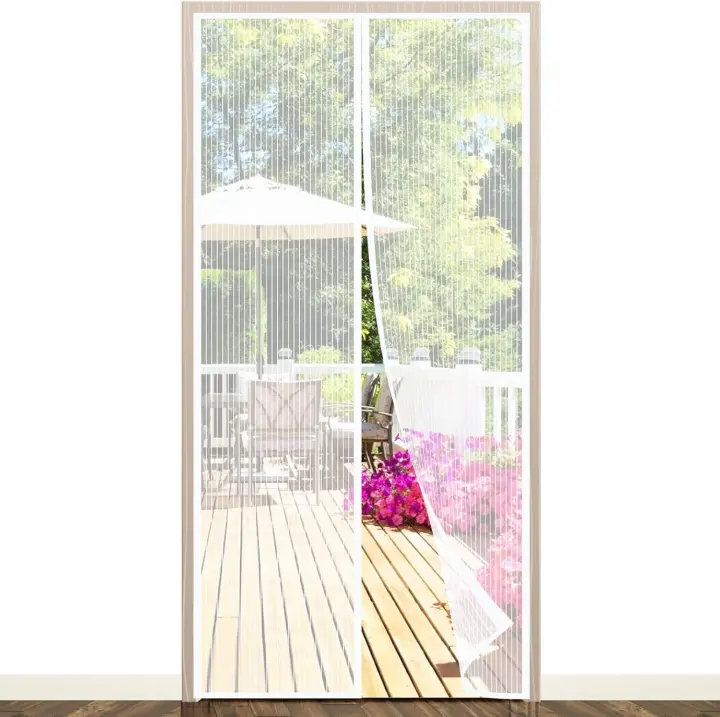 Cortina Mosquitera Para Puertas,  Mosquitera Imantada Puerta 90x210cm Tejido Súper Fino Para Dejar Pasar El Aire, Cierre Magnético Automático Que Evita el Paso de Insectos, Fácil de ensamblar - 1