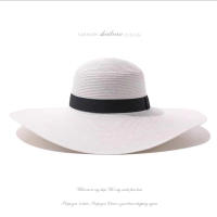 Sombrero De Sol Para Mujer Y Hombre Color Sólido De Moda Con Rhinestone 14cm Grande Paja Resistente Al Sol Plegable Para Playa Y Viajes - details 31