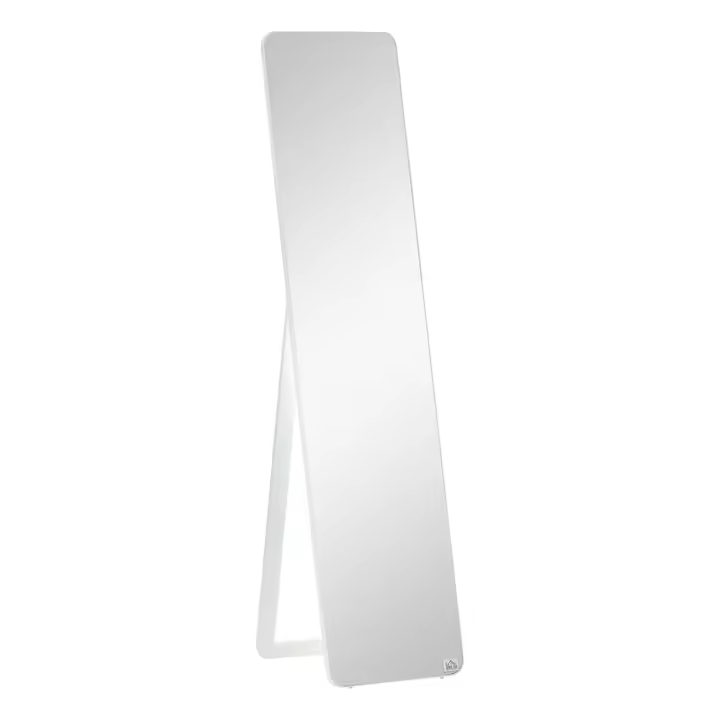 HOMCOM Espejo de Pie Cuerpo Entero Rectangular Espejo de Pared con 2 Formas de Uso Marco de Madera de Pino Moderno para Pasillo Dormitorio Sala de Estar 37x43x156 cm - 1