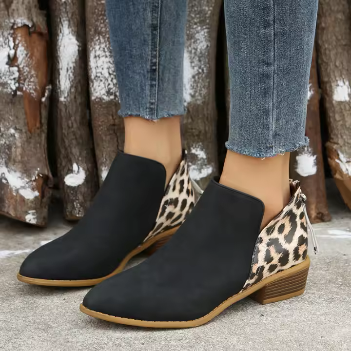 SP Botas de mujer de Tacón Grueso color Piel y modelo Chelsea británico de Caña Corte, de talla Grande, para todo el año. - 1