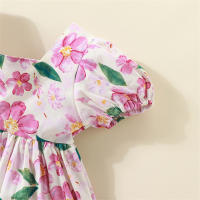 Vestido De Princesa Para Bebé De Verano Vestido De Algodón Con Flores Y Lazo Corto Manga Para Niñas Ropa Dulce De Niños - details 7