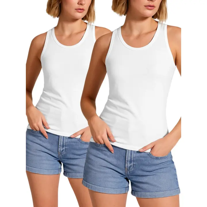 Camiseta BRENDA Mujer Espalda Nadadora (Envío en 48 horas) – Variedad de tallas y colores – Pack de 2 unidades – ajuste entallado, espalda deportiva, escote y sisas ribeteadas, tejido transpirable, ideal para verano, deporte, looks casuales, layering o p - 1