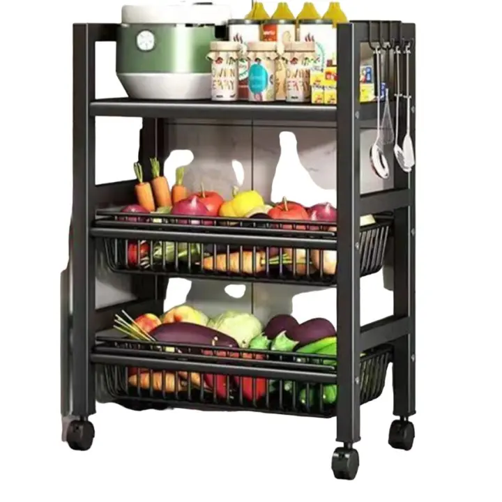 Estantes  para cocina microondas con ruedas,carritos organizador de salón de baño,mueble de cociona estantería de almacenamiento de metal libro juguete, estantería para con ruedas ,ESTANTERIA MICROONDA DE METAL - 1