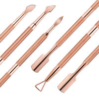1/3pcs Doble Final De Acero Inoxidable Remover De Cutículas Para Pedicura Y Manicura Afilador De Uñas Y Cutículas Rosa Oro - details 1