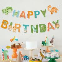 Guirnalda De Feliz Cumpleaños Con Dinosaurios Decoración De Fiesta Infantil Con Globos Roar Dino Y Animales Del Árbol De Safari Tamaño 1er Cumpleaños - details 3