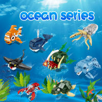 Set De Bloques De Construcción Sea World Para Niños Mini Modelos Marinos De Ballena Lobo Y Peces Clown DIY Creativo Regalo De Cumpleaños - details 0