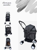 cochecito para Perros Plegable de alta calidad con Ruedas Universales Cesta de Almacenaje Correas de Seguridad y Ventanas - details 4
