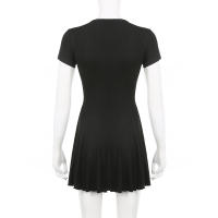 Vestido A-Line IAMSURE Casual Basic Solid V-Neck Manga Corta Mini Vestido Estilo Coreano Para Mujer Verano Moda 2023 - details 4