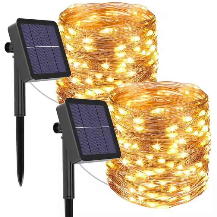 BIT Lezonic Solar String Lights Outdoor, 2Pack Total 400 LED/80FT Solar Garden Lights Waterproof, 8 Modes Indoor/Outdoor Fairy Lights Copper Wire Lighting for Patio Yard Party Wedding (Warm White) [Energy Class A+++] - 1