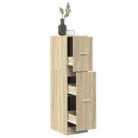 vidaXL Armario botiquín madera ingeniería 30x41x118 cm en color Roble ahumado/Marrón roble/Gris hormigón y más | almacenamiento funcional diseño moderno para baño dormitorio sala - details 5