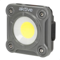 Aktive - Foco LED portátil 1000 lm, luz potente con alcance 30 m, 3 niveles intensidad, batería recargable USB con 2-4,5 h de autonomía, base magnética y clip giratorio, compacto 8x8x4 cm, resistente a salpicaduras IP44, ideal para camping y emergencias - details 0
