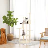 vidaXL Rascador para gatos con postes de sisal 153 cm torre para gatos Color Crema,  Gris claro,  Gris oscuro y mas - details 0