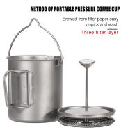 Tiartisan Tetera De Café Con Manija Plegable Y Tapa Para Camping Al Aire Libre Hacer Café En La Montaña Tierra Fria Material De Titanio - details 2