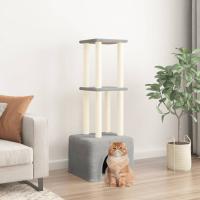 vidaXL Rascador para Gatos con Postes de Sisal Árbol Torre de Escalada Color Crema,  Gris claro,  Gris oscuro y mas - details 1