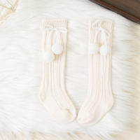 Calcetines Altos De Encaje Para Bebés Y Niñas Con Bola De Cereza Para Otoño Invierno Calcetines De Princesa Para Niños De 0 a 5 Años Calentadores De Piernas Hechos De Algodón Y Poliéster - details 8