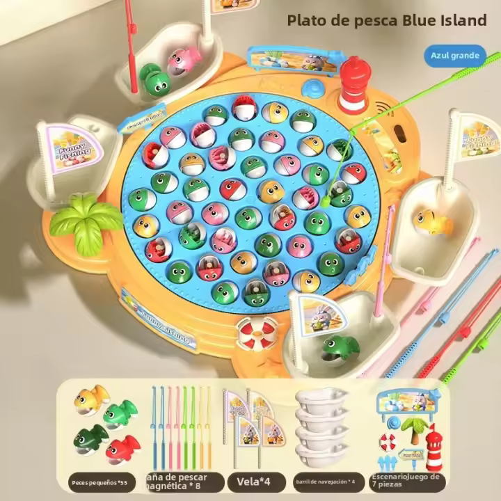 Juguete De Pesca Eléctrico Para Niños Con Música Y Tablero Interactivo Juego De Habilidades Motoras Finas Regalo Para Niños Juguetes Interactivos Para Padres E Hijos - 1