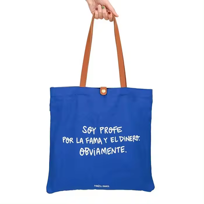 PEDRITA BOLSA DE TELA Y ASAS POLIPIEL PROFE FAMA BOLSAS DE LONA - 1