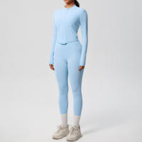 SSITO Traje de Yoga de 2 UDS., Conjunto Deportivo de Gimnasio para Mujer, chándales para correr con Cremallera, ropa Deportiva de entrenamiento, Camisa Deportiva Larga de manga, ropa de Yoga - details 39
