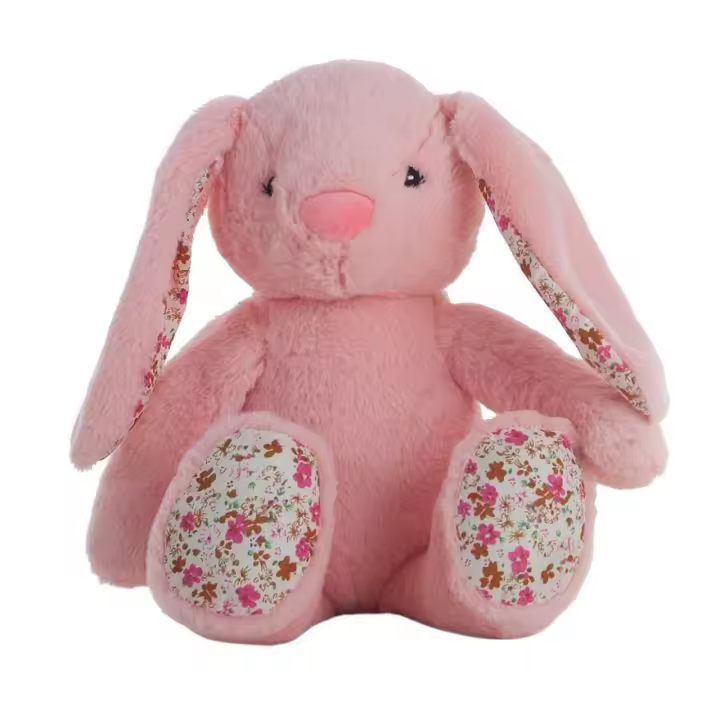Conejo Rosa de Peluche con Flores de 40 cm en caja - 1