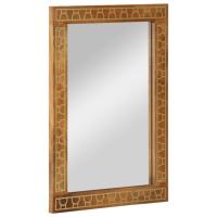 vidaXL Espejo de baño madera maciza de acacia y vidrio 50x70x2,5 cm en color Negro/Marrón miel | decorativo de pared para baño dormitorio recibidor moderno - details 1
