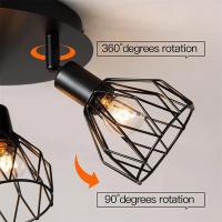 Lámpara De Techo Estilo Industrial Americana Para Sala De Estar Foyer Pasillo Dormitorio Iluminación Interior De 3 Cabezas Material Metálico Negro - details 3