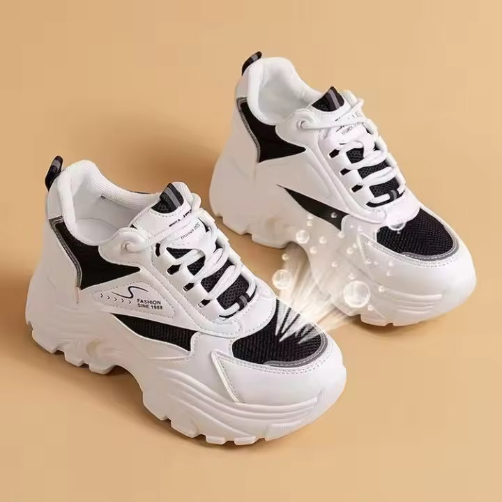 Zapatillas De Platforma Transpirables Para Mujer Confortables Y Modernas Suela De Goma Antideslizante Talla Verdadera Para Deporte Y Casual Color Blanco - 1