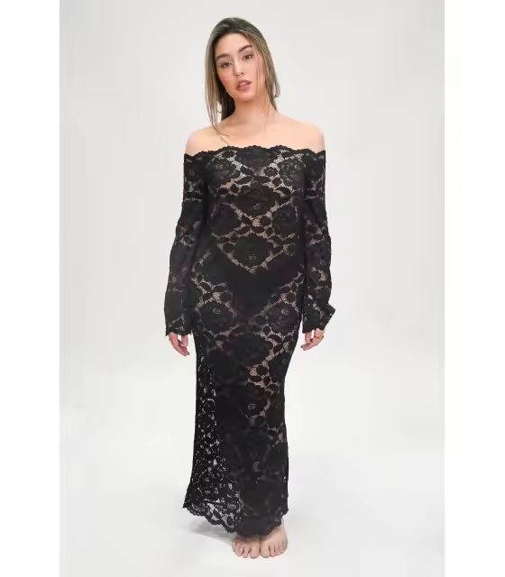 Jyoko Vestido de Encaje Negro para Mujer - Elegancia y Sofisticación - 1