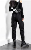 Pantalones De Cargo Negros Para Mujer High Waist Estilo Hip Hop Jogger Pantalones Punk Coreanos Capri De Calle Divertidos Talla Regular - details 1