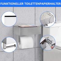 Soporte de Papel higiénico sin taladrar-Sus304 Soporte de Papel higiénico Plisado de Maple inoxidable con estante-Soporte de Papel higiénico con Caja de toallitas húmedas-Aseos - details 2