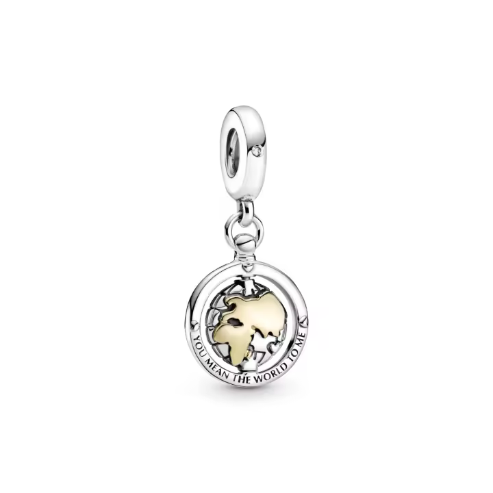 Charm Colgante Pandora Plata y Oro Mundo Giratorio 799303C01 - 1