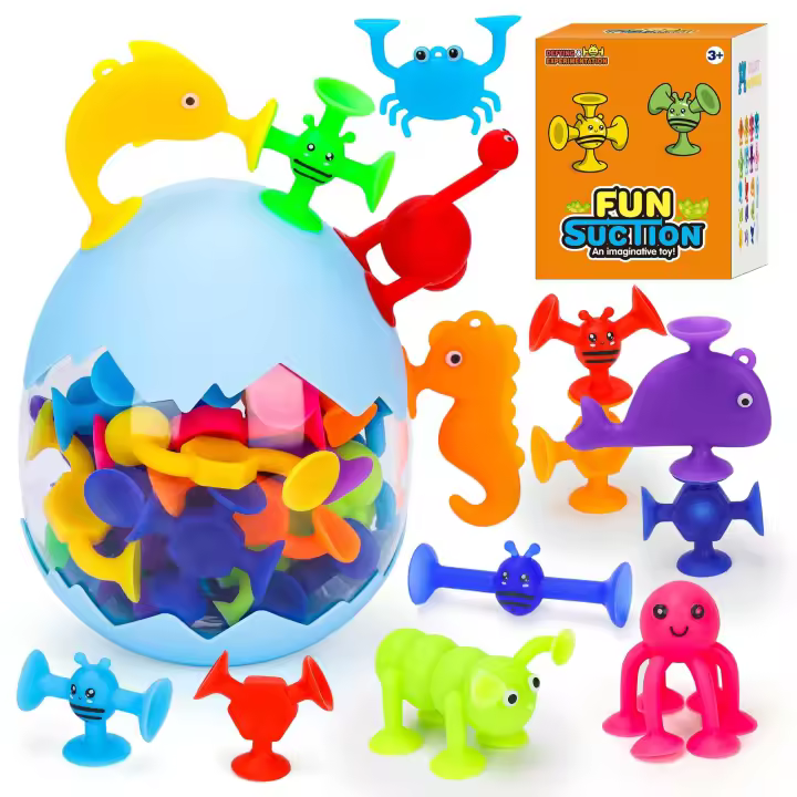 Juguetes de succión, 30 piezas de juguetes de baño para niños, juguetes de viaje para niños mayores de 3 años, juguetes sensoriales, regalos de cumpleaños para niños y niñas, juguetes antiestrés para la bañera. - 1