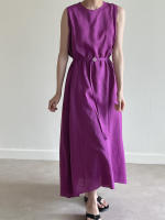 Vestido Largo Vintage De Algodón Y Lino Para Mujer REALEFT Sin Mangas Estilo Casual Suelto Con Cinturones Verano 2025 - details 7