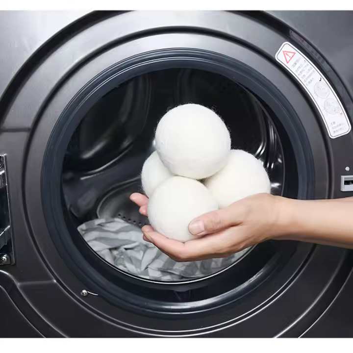 5pcs Pelotas De Secado Con Lana Pura Reutilizables Antiestáticas Y Suaves Para Ropa Previene El Cabello Pegajoso Accesorio Esencial De Lavandería - 1