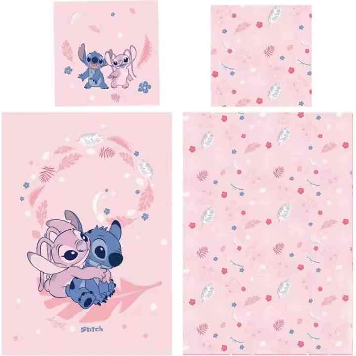 Funda Nórdica Reversible Lilo y Stitch con Angel para Cama de 90 o 105cm Policotton, Medida 140x200 cm, más 1 Funda Cojín 65x65cm - 1