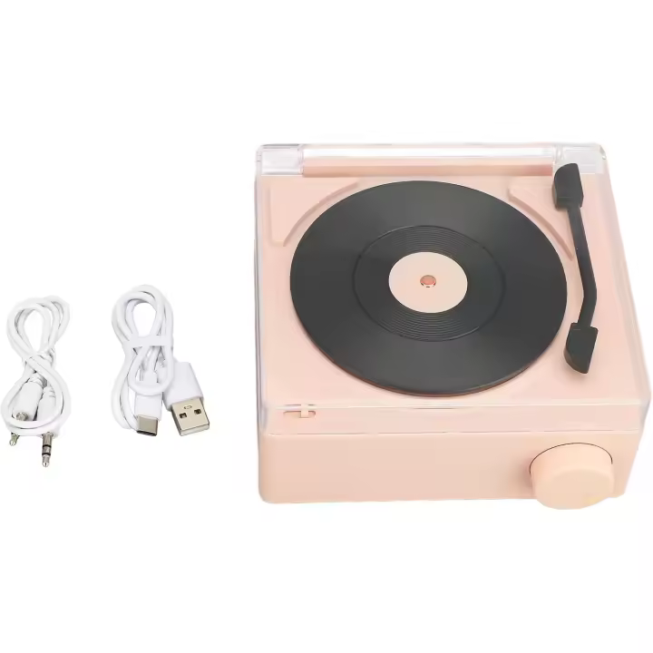 Tocadiscos Bluetooth 5.0 con Parlantes y Función de Despertador - 1
