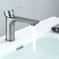 Baokemo-grifo de lavabo para baño, mezclador de agua fría y caliente, montaje en cubierta de acero inoxidable, manija única con un par de tubos de entrada - details 1