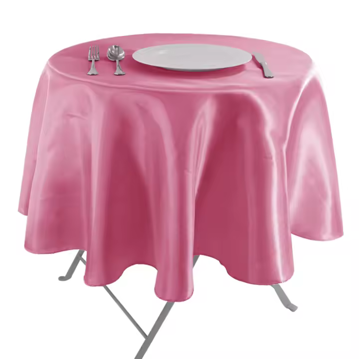 Mantel Redondo De Seda Para Bodas Y Fiestas En Color Sólido Cubierta De Mesa Para Cumpleaños Navidad Decoración De Hogar Y Banquete - 1