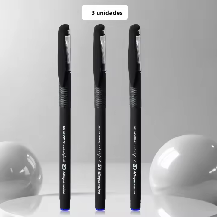 Lápiz De Gel Negro 0.7mm Tapa De Punta Bola Para Firmar Y Escribir 3/6/12 Piezas Alta Calidad Material Plástico Suministros Escolares - 1