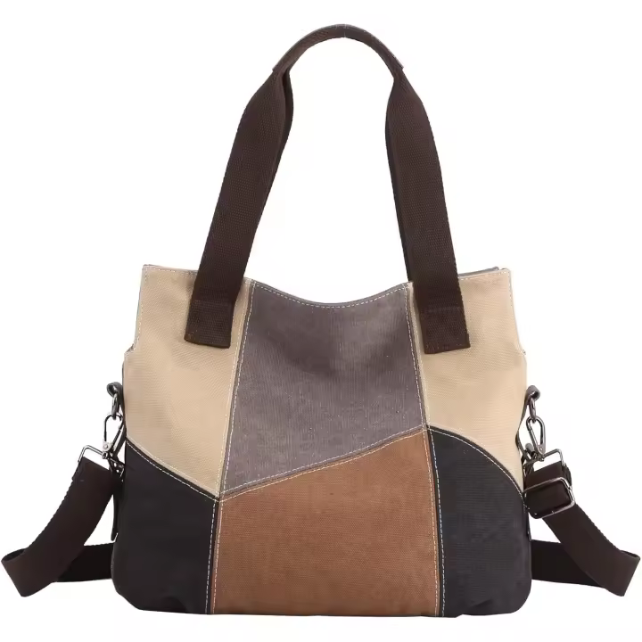 Bolso de compras de lona informal para mujer, informal, retro - 1