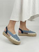 Calzados soraia, Alpargatas de plataforma para mujer con diseño de cintas cruzadas, sandalias de esparto con suela de yute trenzado, calzado casual de lino transpirable, sandalias planas con tira trasera elástica estilo boho. - details 0