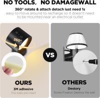 Lámpara De Pared RGB LED Recargable Con Control Remoto 9 Colores Rotación De 360° Luz Nocturna Para Dormitorio Sin Cable - details 2